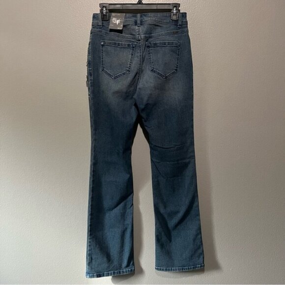INC- NWT Flare Leg Curvy Fit Denim Jeans with Sparkly Diamond Rhinestone Size 2 - Picture 2 of 7